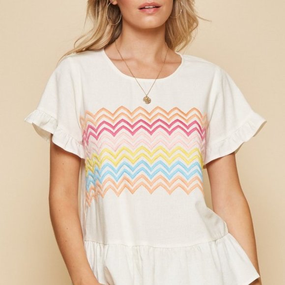 Rainbow Chevron Peplum NWT - Picture 2 of 5